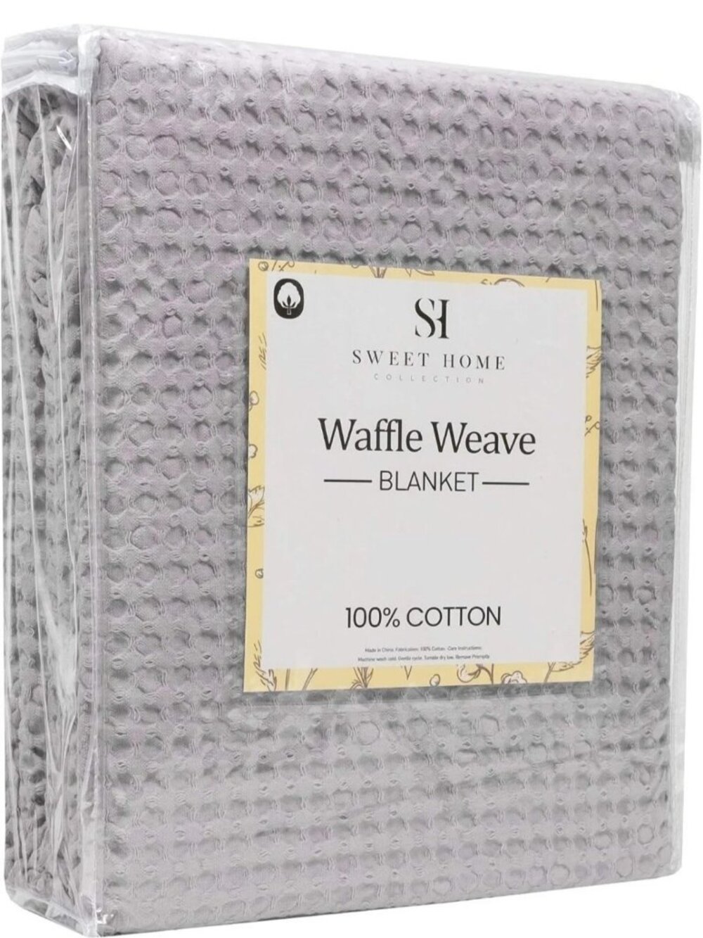 100% Cotton Grey Waffle Weave Blanket, King 108 x 90